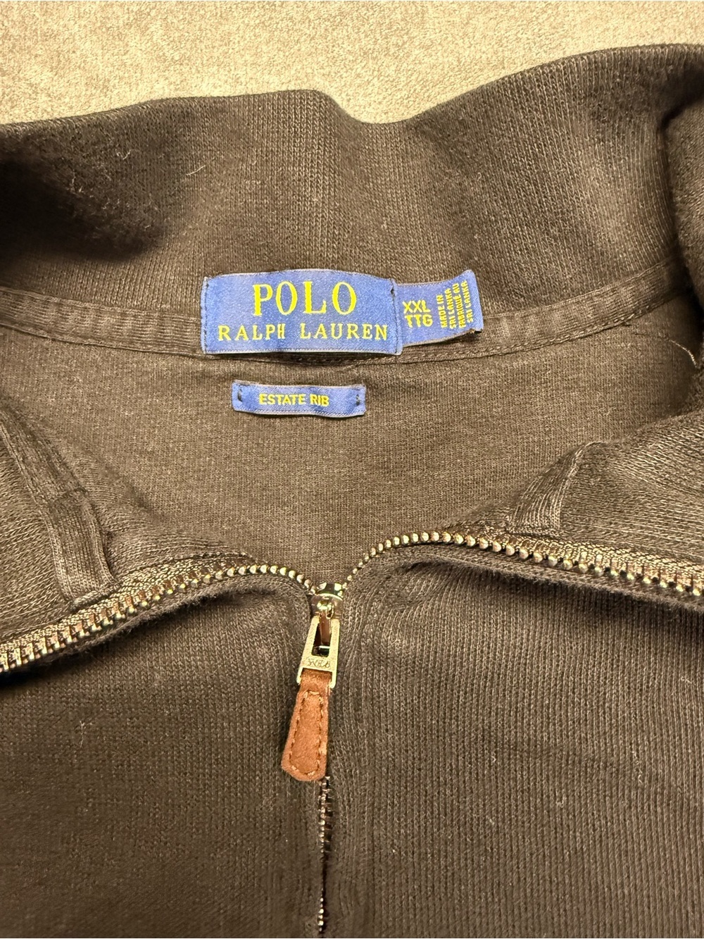 Ralph Lauren Estate Rib Half-Zip Sweater with Yellow Polo Pony